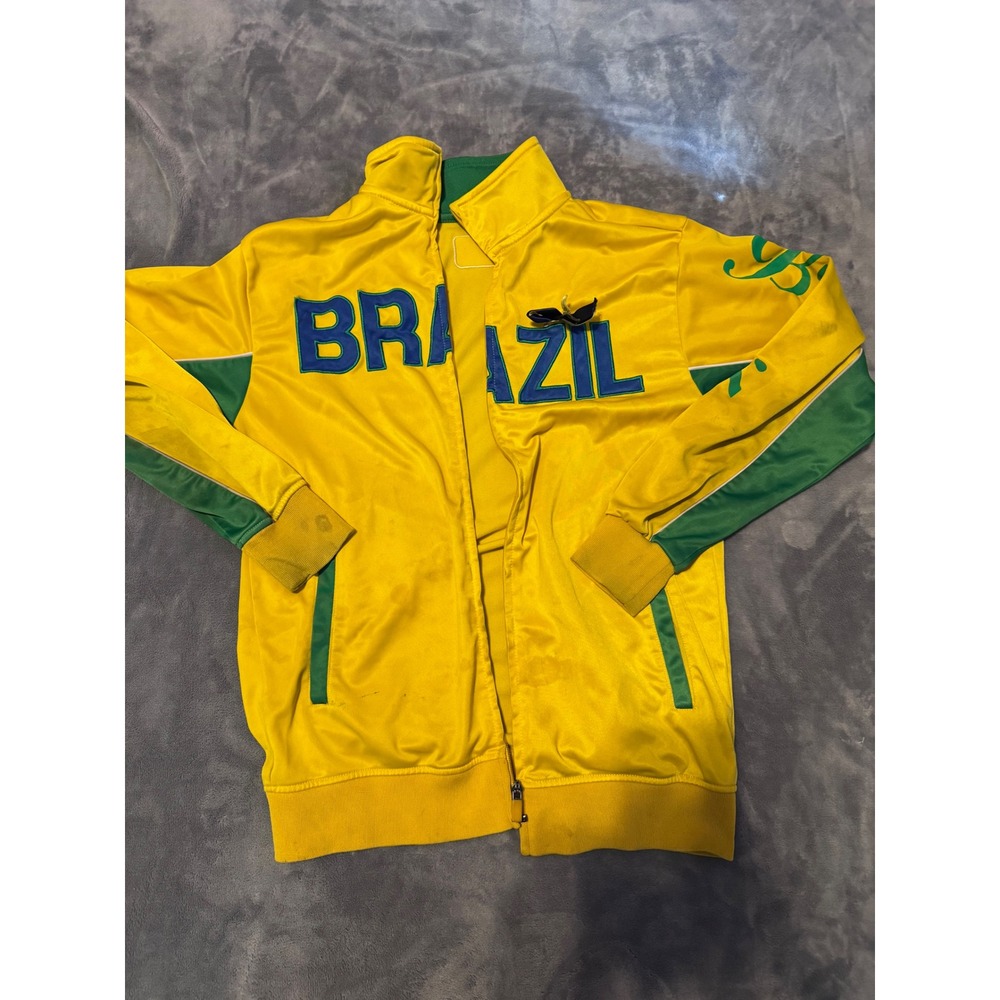 Rhinox Brazil Track Jacket Mens Medium Yellow Green Soccer Full Zip Sportswear
